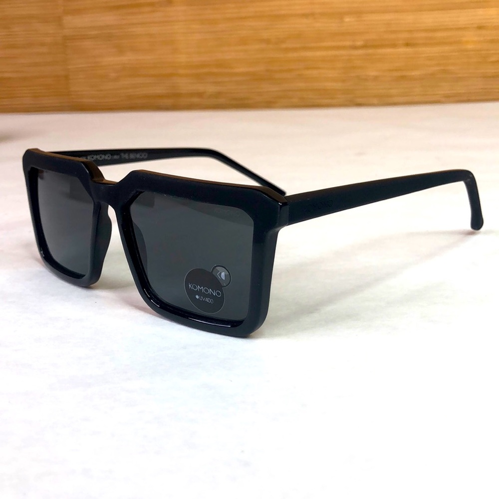 KOMONO Benicio Black Rubber Sunglasses NEW UV 400 - Picture 8 of 11